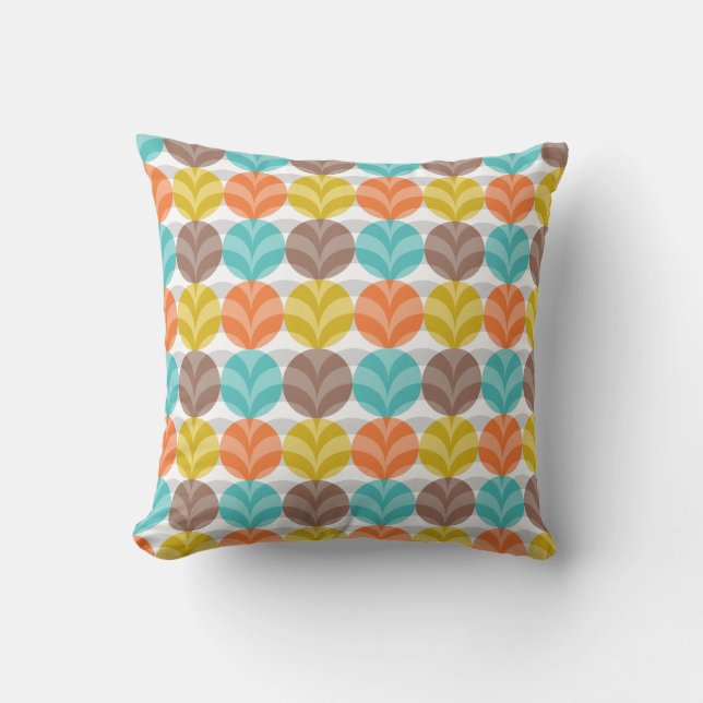 Retro Colourful Polka Dots Pattern Throw Pillow (Front)