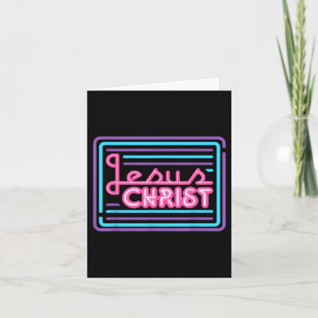 Retro Colourful Quote Jesus Christ Basic Christian Card (Front)