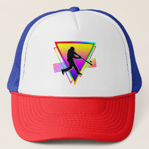 Retro Colourful Rainbow Baseball Player Vintage Trucker Hat