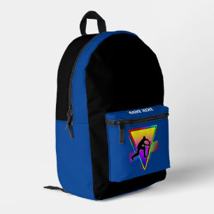 Retro Colourful Rainbow Cricket Batsman Player Printed Backpack