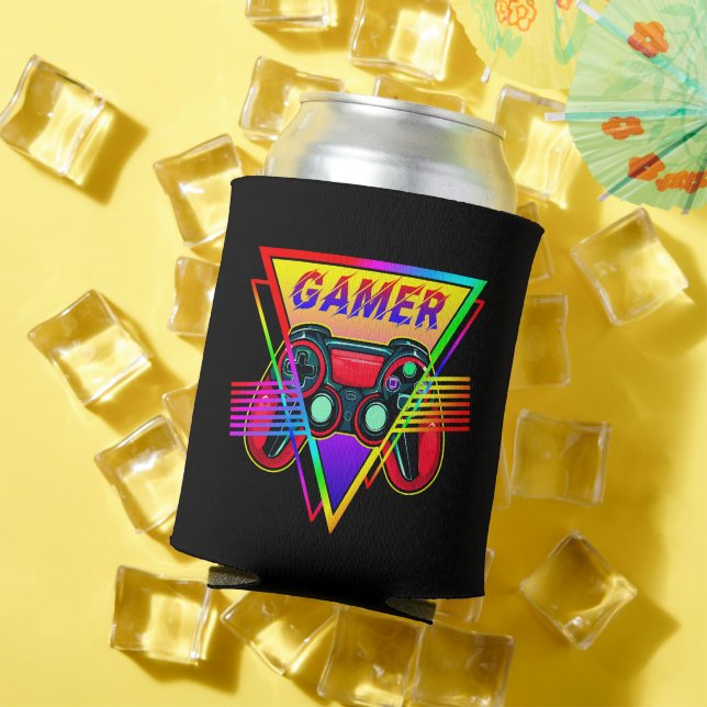 Retro Colourful Rainbow Gamer Computer Gaming  Can Cooler (In Situ Summer)