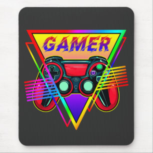 Retro Colourful Rainbow Gamer Computer Gaming Mouse Pad