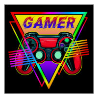 Retro Colourful Rainbow Gamer Computer Gaming 