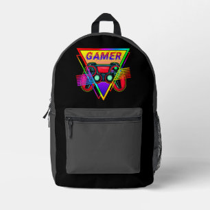 Retro Colourful Rainbow Gamer Computer Gaming  Printed Backpack