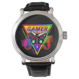 Retro Colourful Rainbow Gamer Computer Gaming  Watch