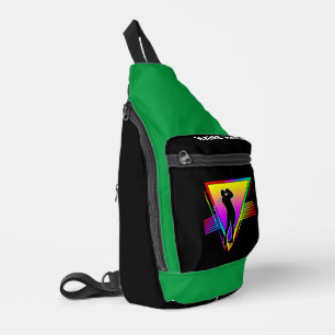 Retro Colourful Rainbow Golf Player Vintage Sling Bag