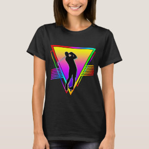 Retro Colourful Rainbow Golf Player Vintage T-Shirt