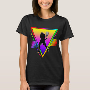 Retro Colourful Rainbow Tennis Player Vintage T-Shirt