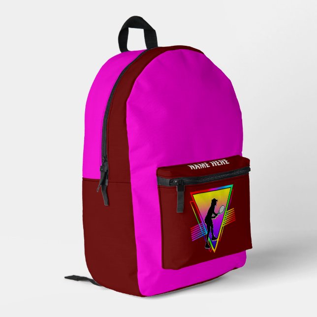 Retro Colourful Rainbow Tennis Women's Player  Printed Backpack (Back Corner Left)