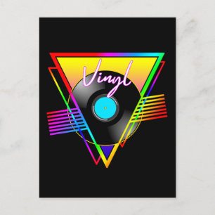 Retro Colourful Rainbow Vinyl Music Record Postcard