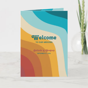 Retro Colourful Rainbow Wedding Order of Service Program