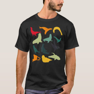 Retro Colourful Sea Lion T-Shirt