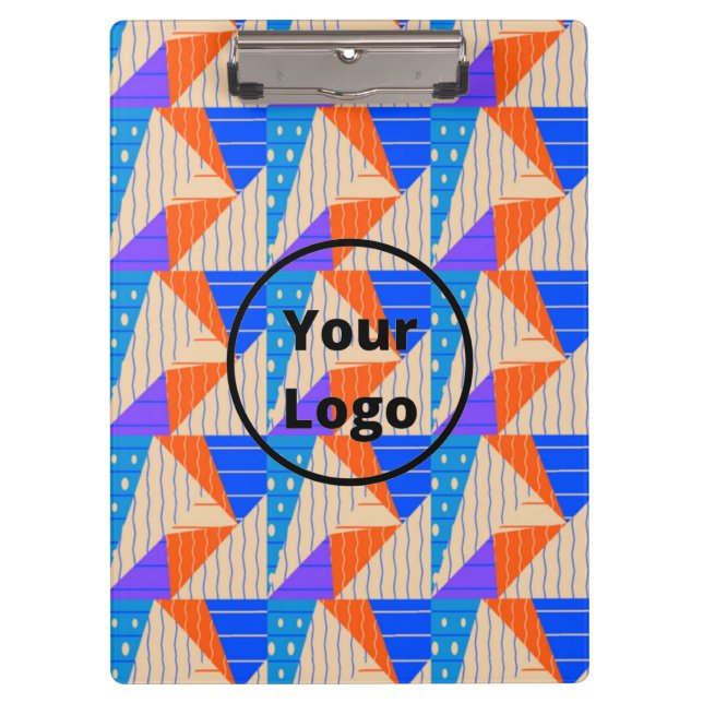 Retro colourful shapes on brown clipboard (Front)