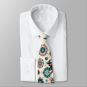 Retro Colourful Snowflake Winter Pattern Tie