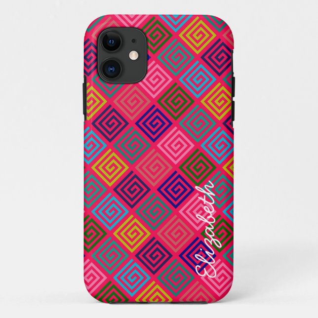 Retro Colourful Squares Modern Geometric Pattern 3 Case-Mate iPhone Case (Back)