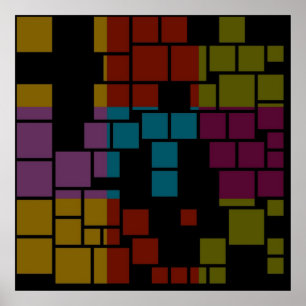 Retro Colourful Stained Glass Abstract Art Deco Poster