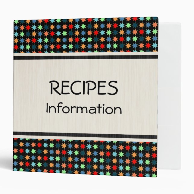 Retro Colourful Star Modern Geometric Pattern Binder (Front/Inside)