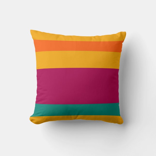 Retro Colourful Striped Pattern Throw Pillow (Front)