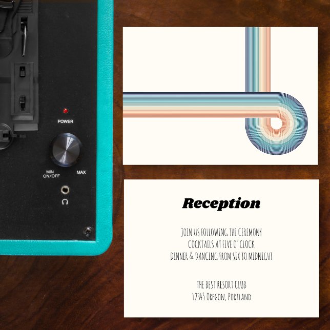 Retro Colourful Stripes 70s Wedding Reception Card (Creator Uploaded)
