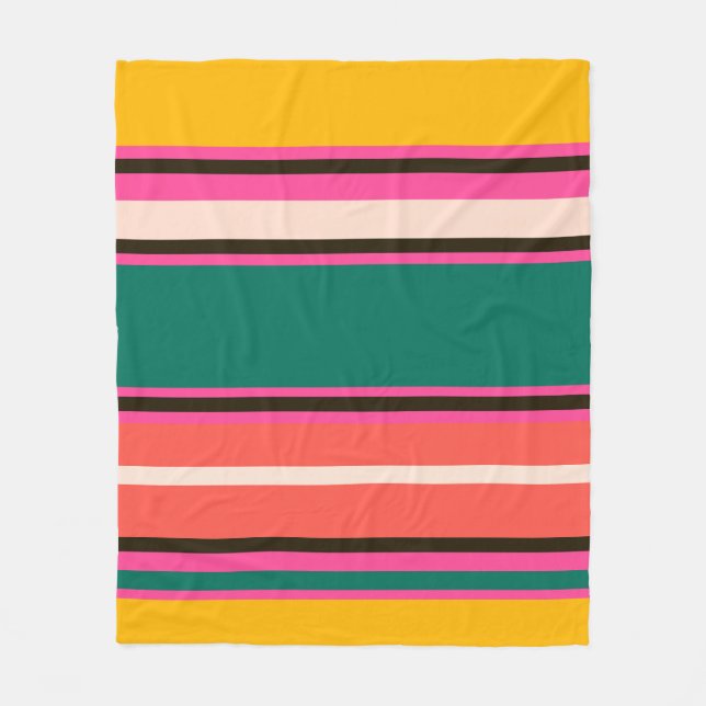 Retro colourful stripes, abstract background fleece blanket (Front)