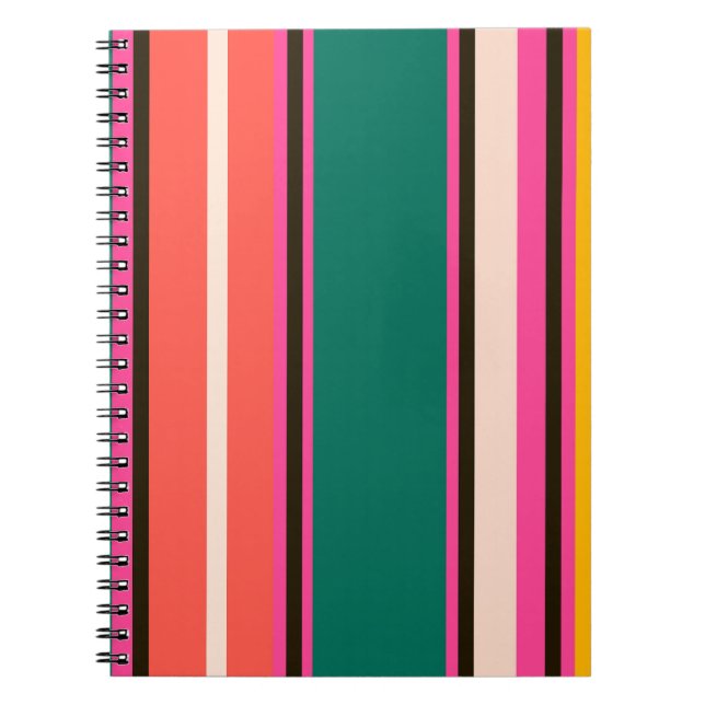 Retro colourful stripes, abstract background notebook (Front)