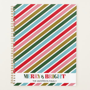 Retro Colourful Stripes Merry and Bright Christmas Planner