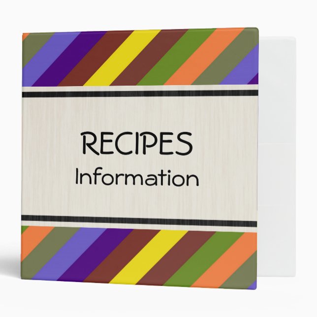 Retro Colourful Stripes Modern Geometric Pattern 2 Binder (Front/Inside)