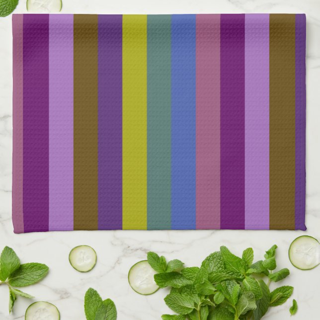 Retro Colourful Stripes Pattern #18 Kitchen Towel (Folded)