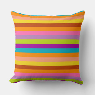 Retro Colourful Stripes Pattern #22 Throw Pillow