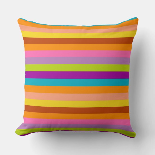 Retro Colourful Stripes Pattern #22 Throw Pillow (Front)