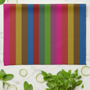 Retro Colourful Stripes Pattern #47 Kitchen Towel