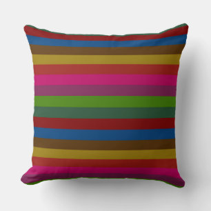 Retro Colourful Stripes Pattern #47 Throw Pillow