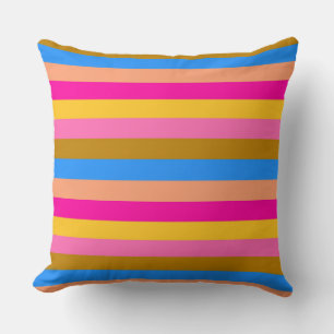 Retro Colourful Stripes Pattern #8 Throw Pillow