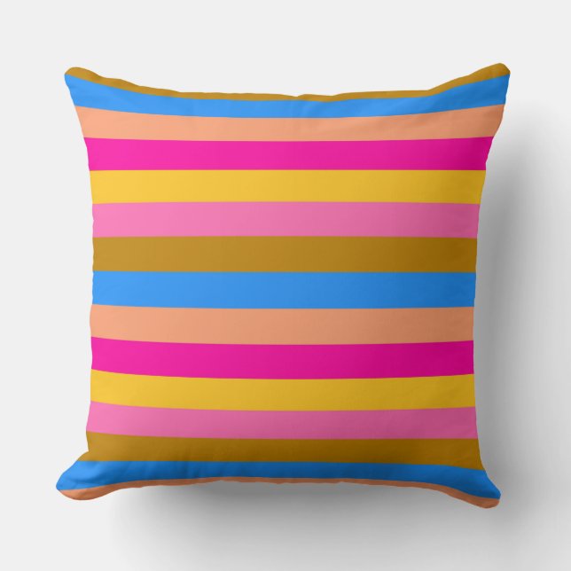 Retro Colourful Stripes Pattern #8 Throw Pillow (Front)