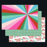 Retro Colourful Stripes, Patterns & Fonts Christma Wrapping Paper Sheet<br><div class="desc">Bright,  festive rainbow stripes with a retro font create the perfect holiday wrapping paper for all your pink Christmas wrapping needs! Customize or edit further clicking the "customize further" link and use the design tool to modify this template.  Need help personalizing? Message me!</div>