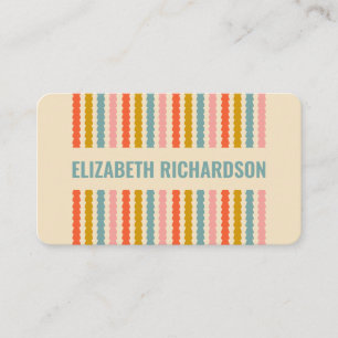 Retro Colourful Stripes Personalized Name Address Business Card