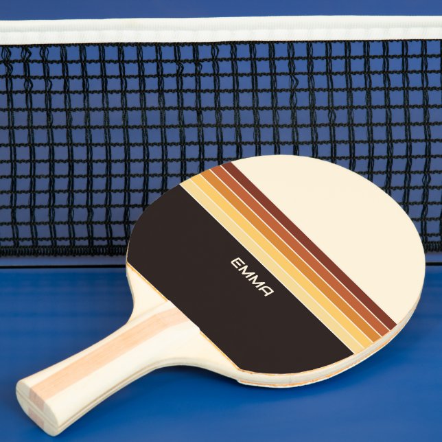 Retro Colourful Stripes Personalized Ping Pong Paddle (Insitu)