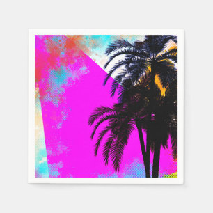 Retro Colourful Summertime Beach Party Palm Trees Napkin