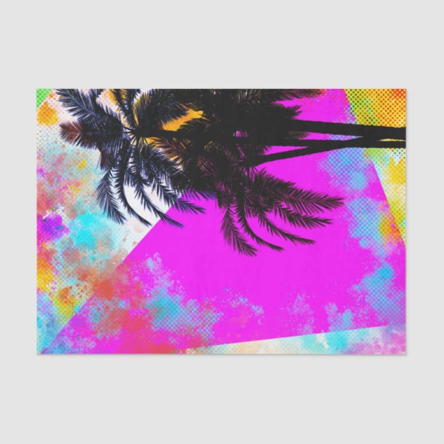 Retro Colourful Summertime Beach Party Palm Trees Tissue Paper (Front)