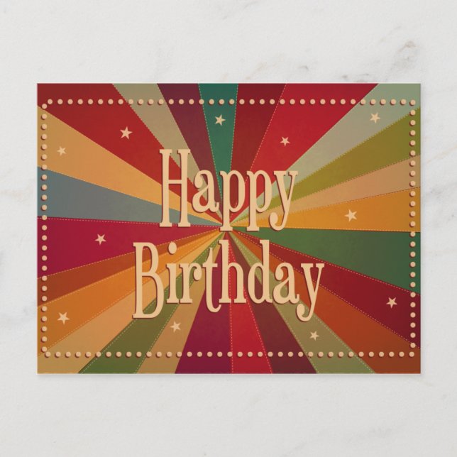 Retro Colourful Sunbeam - Birthday Card (Front)