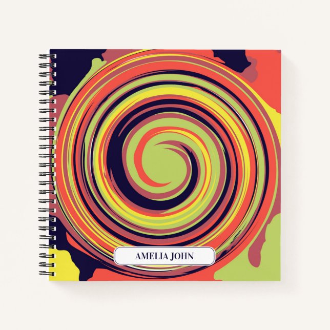 Retro Colourful Swirl Pattern Custom Notebook (Front)