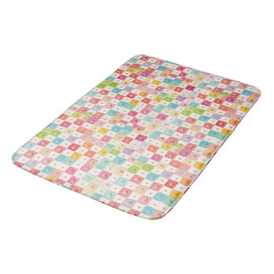 Retro Colourful trendy Flowers pattern Birthday pa Bath Mat