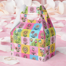 Retro Colourful trendy Flowers pattern Birthday pa