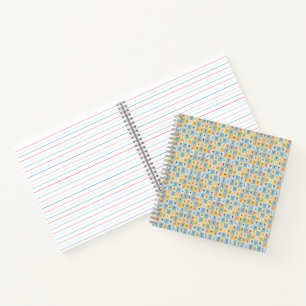 Retro Colourful trendy Flowers pattern Birthday pa Notebook