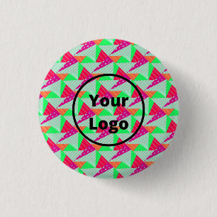 Retro colourful triiangles pattern 1 inch round button