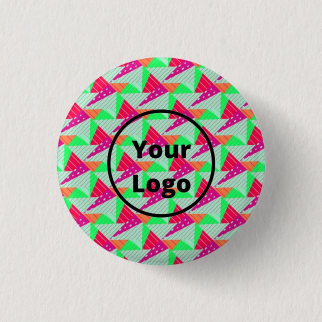 Retro colourful triiangles pattern 1 inch round button (Front)