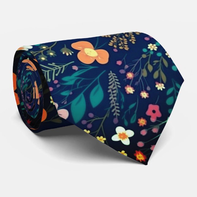 Retro Colourful Tropical Hawaiian pattern   Tie (Rolled)