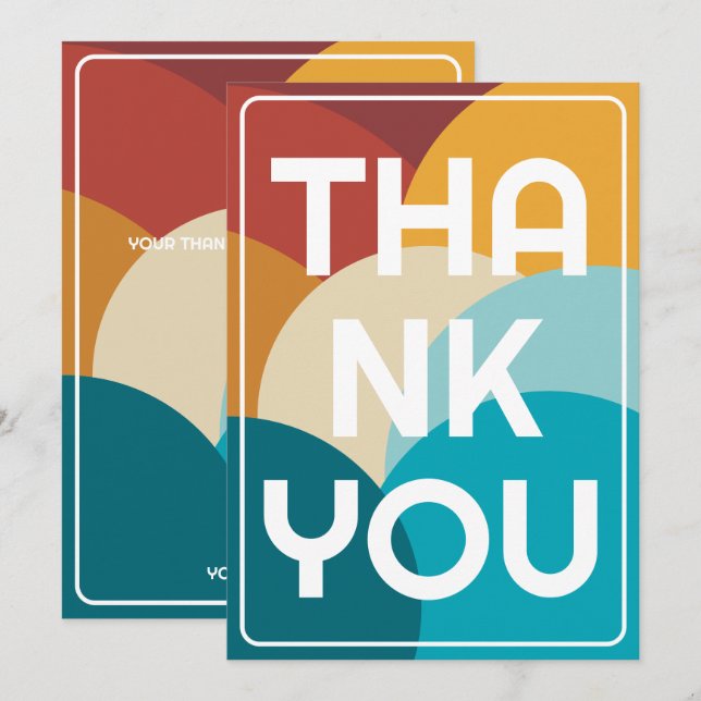 Retro Colourful Vintage Abstract Art  Thank You Card (Front/Back)