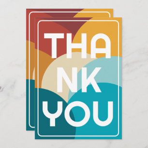 Retro Colourful Vintage Abstract Art Thank You Card