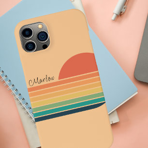 Retro Colourful Vintage Striped Rainbow iPhone 15 Mini Case